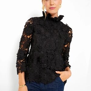 NWT Tuckernuck Black Guipure Lace Faye Blouse size XL